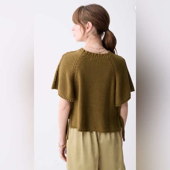 DELUC Dinis Knit Cape Top Ecru NWT Medium Cotton Blend Side Tie $98 - Picture 4 of 4